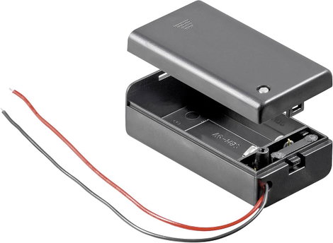 Elemtartó 9V-os elemhez 1 x 9V, kábellel, fedéllel, 68,4 x 33,2 x 25,6 mm, Goobay 48171