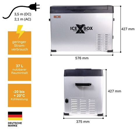 CrossTools ICEBOX 40 Hűtőláda EEK: F (A - G) Kompresszor 230 V, 24 V, 12 V Ezüst (matt), Fekete 37 l 6. kép