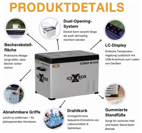 CrossTools ICEBOX 40 Hűtőláda EEK: F (A - G) Kompresszor 230 V, 24 V, 12 V Ezüst (matt), Fekete 37 l 8. kép