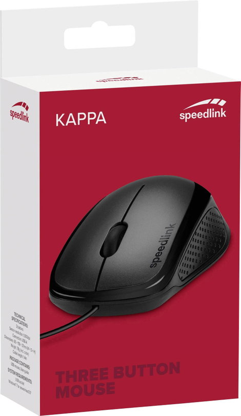 SpeedLink KAPPA Ergonomikus egér USB Optikai Fekete 3 Gombok 1000 dpi Ergonómikus 2. kép