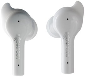 Boompods Bassline GO In Ear fejhallgató Bluetooth® Fehér Headset, Hangerő szabályozás, Izzadásálló, 