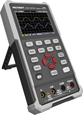 Kézi oszcilloszkóp 70 MHz 2 csatorna 250 Msa/s 8 kpts 8 bit, Voltcraft DSO-2072H