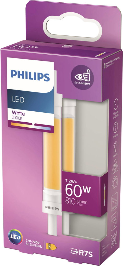 Philips Lighting 871951430381200 LED EEK E (A - G) R7s Rúd forma 7.2 W = 60 W Melegfehér (Ø x H) 15 4. kép