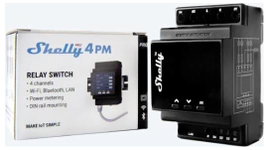 Shelly 4Pro PM Shelly Kalapsín relé Bluetooth, Wi-Fi