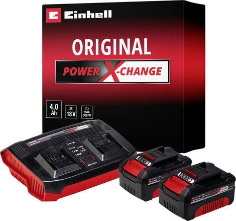 Einhell Power X-Change PXC-Starter-Kit 2x 4,0Ah & Twincharger Kit 4512112 Szerszámakku és töltő 18 V