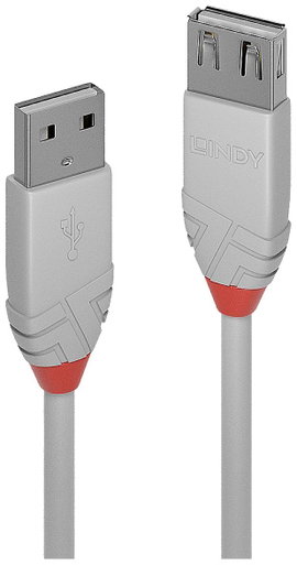 LINDY USB kábel USB 2.0 USB-A dugó, USB-A alj 0.20 m Szürke 36710