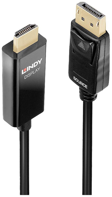 LINDY Csatlakozókábel DisplayPort dugó, HDMI-A dugó 2.00 m Fekete 40926 DisplayPort kábel
