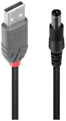 LINDY USB kábel USB 2.0 USB-A dugó, DC dugó, 5,5 mm-es 1.50 m Fekete 70267