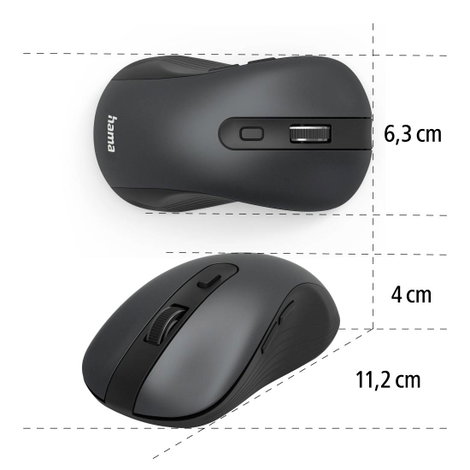 Hama MW-650 WLAN egér Bluetooth™, Rádiójel vezérlésű Optikai Fekete 6 Gombok 2400 dpi 2. kép
