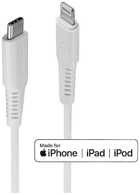LINDY USB kábel USB 2.0 Apple Lightning dugó, USB-C® dugó 3.00 m Fehér 31318