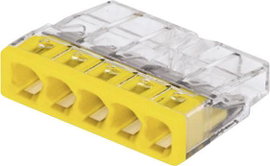 Aljzatkapocs merev: 0.5-2.5 mm² Pólusszám: 5 WAGO 2273 20 db Átlátszó, Sárga