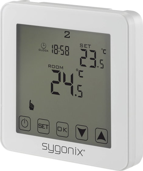 Programozható helyiség termosztát, süllyeszett, 1 - 70 °C, Sygonix Touch 2 SY-4961570