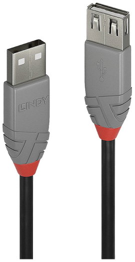LINDY USB kábel USB 2.0 USB-A dugó, USB-A alj 0.20 m Fekete, Szürke 36700