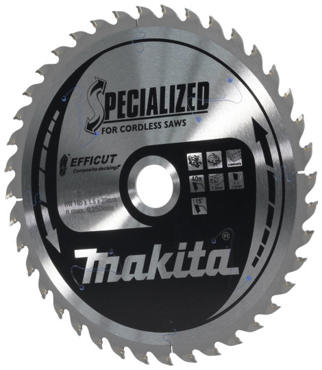 Makita E-12223 E-12223 Körfűrészlap 165 x 20 x 1.5 mm Fogak száma (collonként): 40 1 db 2. kép