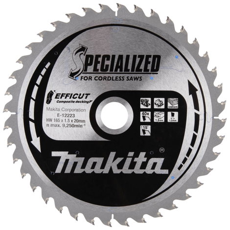 Makita E-12223 E-12223 Körfűrészlap 165 x 20 x 1.5 mm Fogak száma (collonként): 40 1 db 3. kép