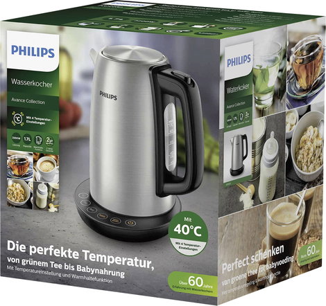 Philips HD9359/90 Avance Vízforraló Zsinór nélküli Nemesacél, Fekete 3. kép