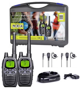 Midland G7 Pro 2er Kofferset, PMR446 Doppelstandlader, MA24-L Headsets C1090.18 PMR készülék 2 része