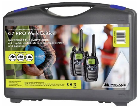 Midland G7 Pro 2er Kofferset, PMR446 Doppelstandlader, MA24-L Headsets C1090.18 PMR készülék 2 része 2. kép