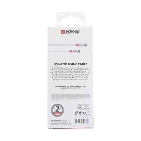 Skross USB kábel USB 2.0 USB-C® dugó, USB-C® dugó 1.20 m Fehér Kerek SKCA0008C-C120CN 7. kép