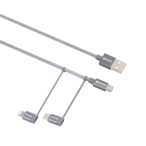 Skross USB kábel USB 2.0 USB-A dugó 1.20 m Space szürke Kerek, Hajlékony, Anyag köpeny SKCA00143-112 2. kép