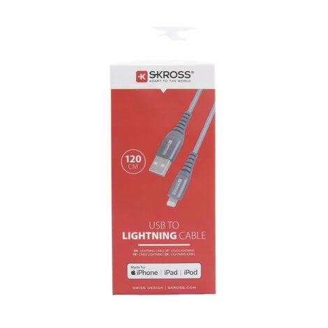 Skross USB kábel USB 2.0 USB-A dugó 1.20 m Szürke Kerek, Hajlékony, Anyag köpeny SKCA0011A-MFI120CN 4. kép