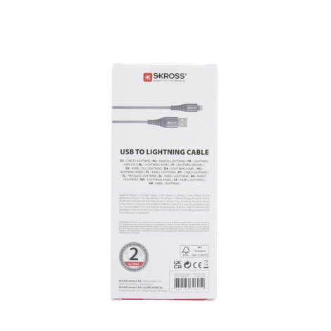 Skross USB kábel USB 2.0 USB-A dugó 1.20 m Szürke Kerek, Hajlékony, Anyag köpeny SKCA0011A-MFI120CN 5. kép