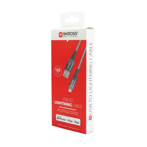 Skross USB kábel USB 2.0 USB-A dugó 1.20 m Szürke Kerek, Hajlékony, Anyag köpeny SKCA0011A-MFI120CN 6. kép