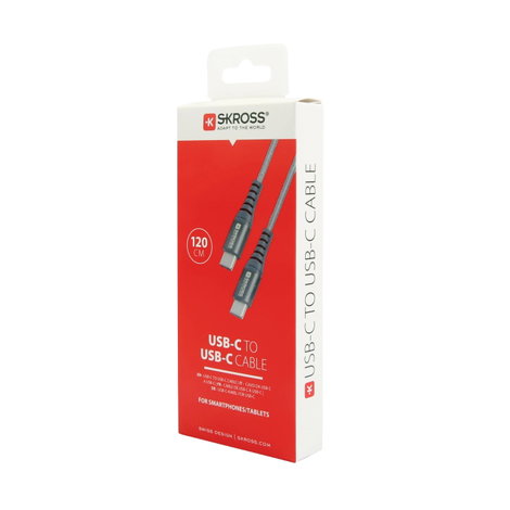 Skross USB kábel USB 2.0 USB-C® dugó, USB-C® dugó 1.20 m Space szürke Kerek, Hajlékony, Anyag köpeny 5. kép