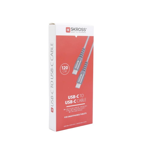Skross USB kábel USB 2.0 USB-C® dugó, USB-C® dugó 1.20 m Space szürke Kerek, Hajlékony, Anyag köpeny 6. kép