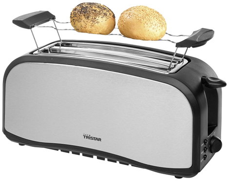 Tristar BR-1046 Dupla hosszú szeletes kenyérpirító Zsemle feltéttel Szürke, Fekete 4. kép