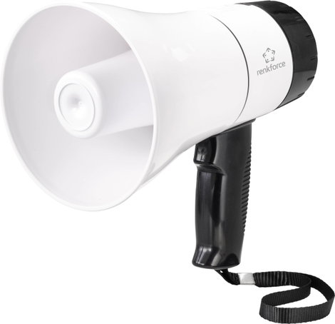 Akkus megafon felvétel funkcióval és hordpánttal 20 W, Renkforce RF-MP-200