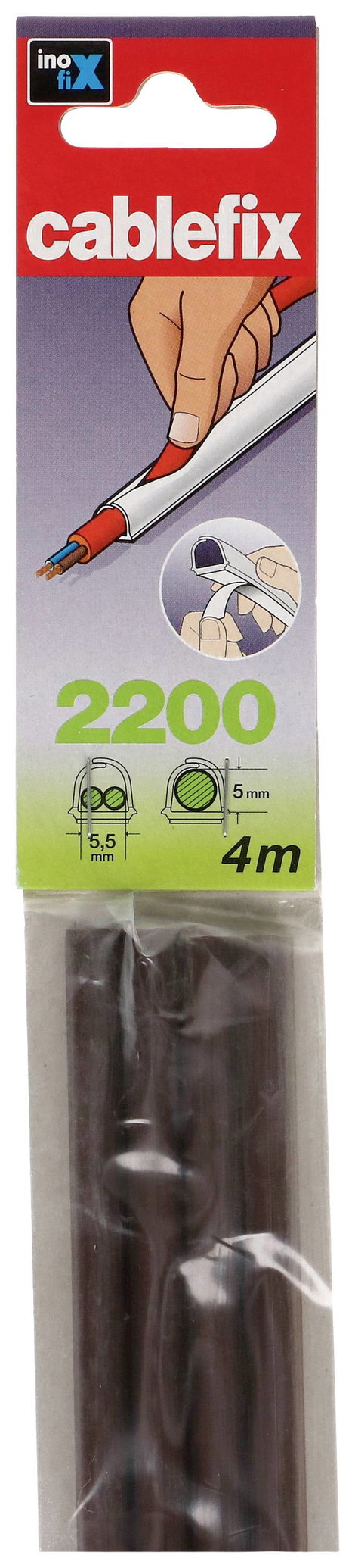 Öntapadós kábelcsatorna 1 m x 5,5 mm x 5 mm, barna, 4 db, Cablefix 2200-42 6. kép