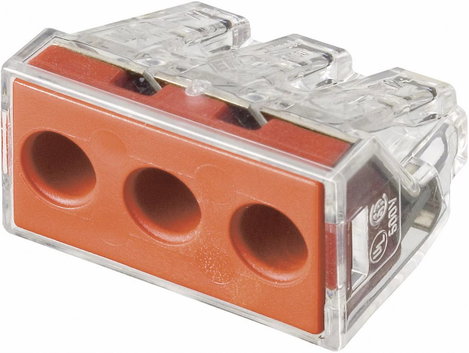 WAGO 773-173 Vezetékösszekötő hajlékony: - merev: 2.5-6 mm² Pólusszám: 3 5 db Átlátszó, Piros