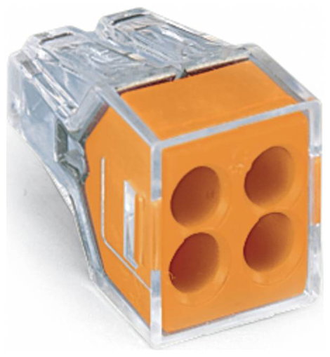 WAGO 773-104 Aljzatkapocs hajlékony: - merev: 0.75-2.5 mm² Pólusszám: 4 10 db Átlátszó, Narancs 2. kép