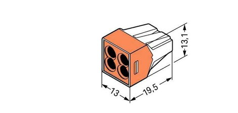 WAGO 773-104 Aljzatkapocs hajlékony: - merev: 0.75-2.5 mm² Pólusszám: 4 10 db Átlátszó, Narancs 3. kép