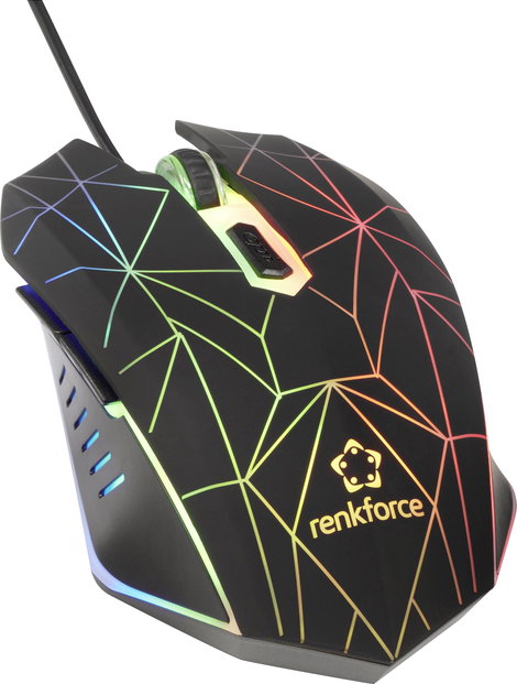 Renkforce RF-GM-120 Gamer egér USB Optikai Fekete 6 Gombok 3600 dpi Világít 4. kép
