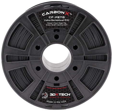 3D Xtech PTG3010750BK0 CarbonX™ CF 3D nyomtatószál PETG Compound vegyileg ellenálló 1.75 mm 750 g Fe