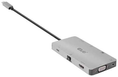 club3D CSV-1594 9 port USB 3.1 gen. 1 hub Beépített hálózati csatlakozóval, Beépített SD kártyaolvas