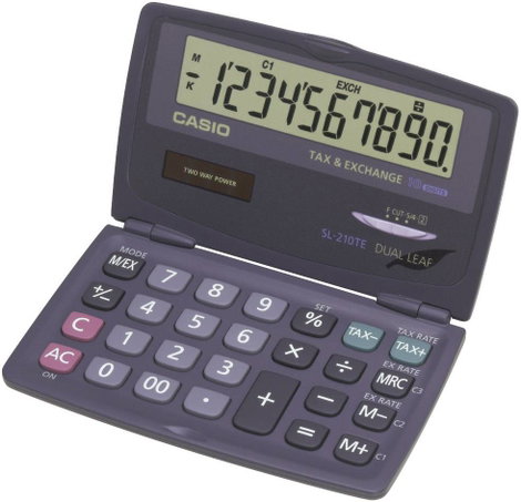 Casio SL-210TE Zsebszámológép Napenergiával üzemeltetett, Elemekről üzemeltetett Antracit Kijelző (s