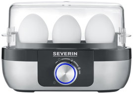 Severin EK 3163 Tojásfőző BPA mentes, Mérőpohárral, Tojáskiszúróval Nemesacél, Fekete