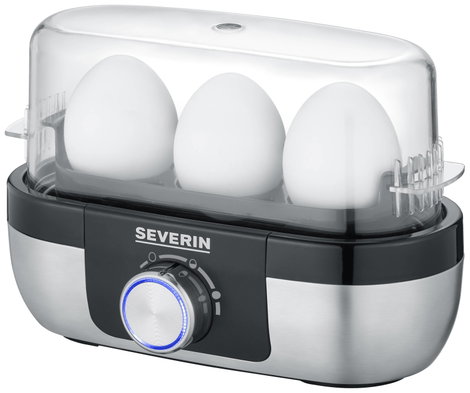Severin EK 3163 Tojásfőző BPA mentes, Mérőpohárral, Tojáskiszúróval Nemesacél, Fekete 2. kép