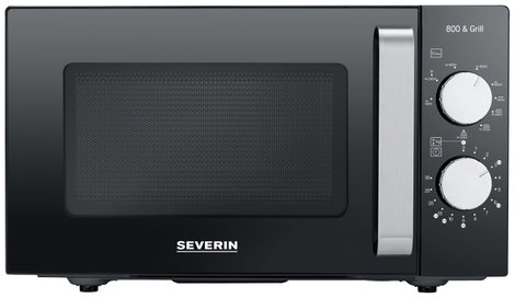 Severin MW 7762 Mikrohullámú sütő Fekete, Nemesacél 800 W Grillező funkció