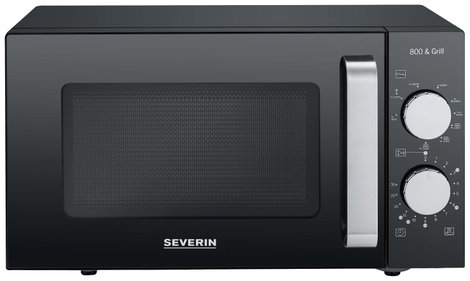 Severin MW 7762 Mikrohullámú sütő Fekete, Nemesacél 800 W Grillező funkció 2. kép