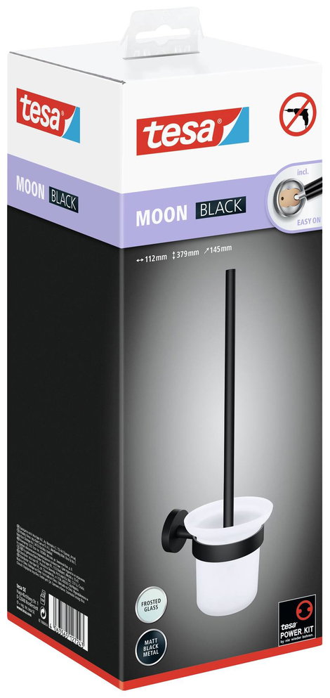 tesa MOON BLACK Vécékefe garnitúra Ragasztó Fém 2. kép