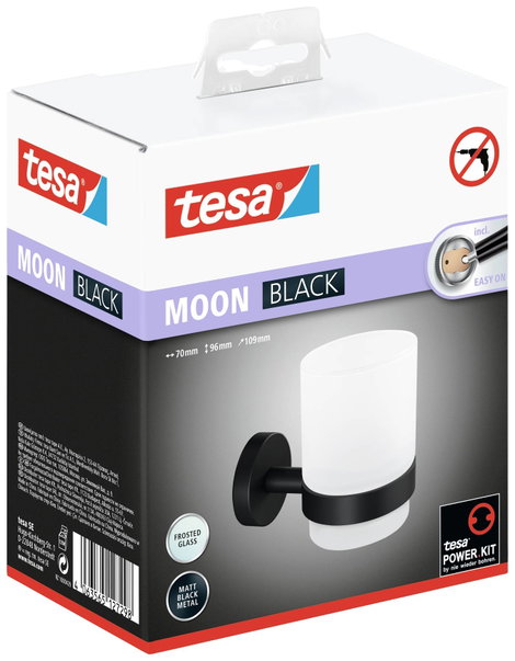 tesa 40566-00000-00 MOON BLACK Fogmosópohár Ragasztó Fekete (matt), Üveg (selymes)