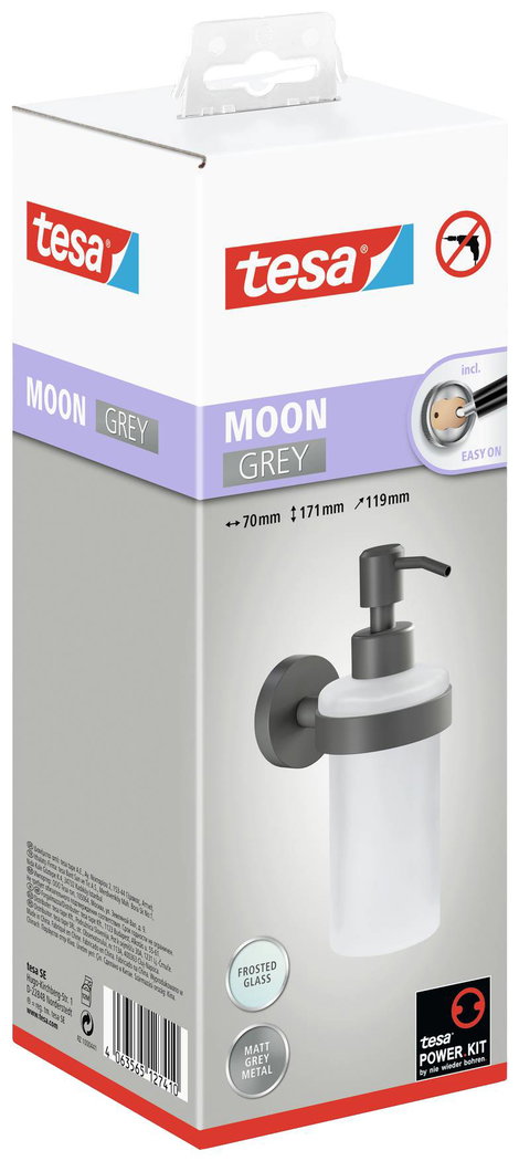 tesa MOON GREY 40584-00000-00 Szappanadagoló 200 ml Szürke (matt), Üveg (selymes) 2. kép