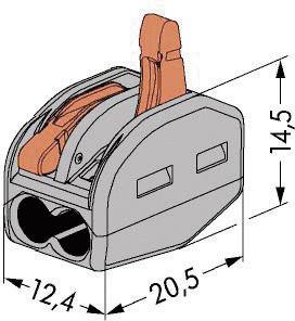 WAGO 222-412 222 Vezetékösszekötő hajlékony: 0.08-4 mm² merev: 0.08-2.5 mm² Pólusszám: 2 10 db Szürk 3. kép