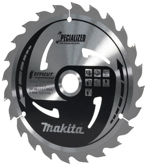 Makita E-12217 Körfűrészlap 165 x 20 x 1.5 mm Fogak száma (collonként): 24 1 db 2. kép