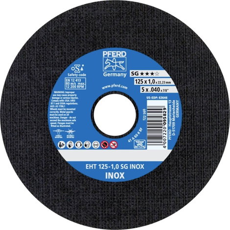 PFERD EHT 125-1,0 SG INOX 61341116 Vágótárcsa, egyenes 125 mm 25 db Nemesacél