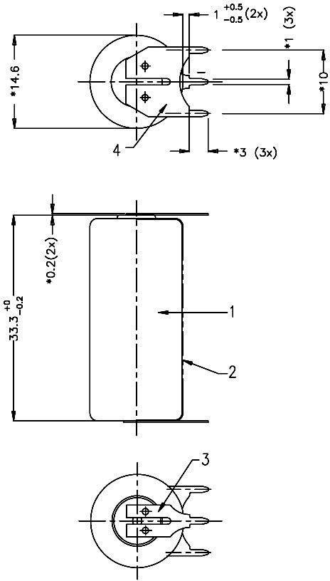 2/3 AA lítium elem, forrasztható, 3V 1350 mAh, forrfüles, 15 x 33 mm, Varta CR 2/3 AA SLF 2. kép